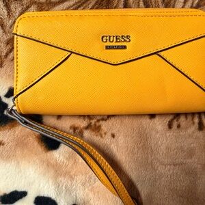 Guess Mustard Wristlet Clutch
